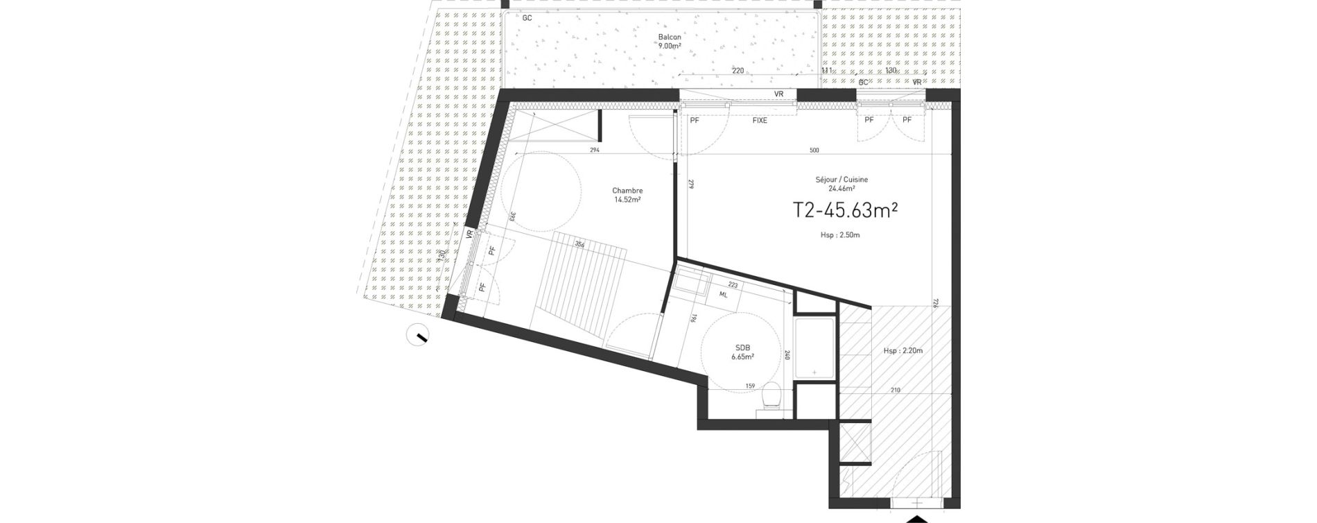 Appartement T2 de 45,63 m2 &agrave; Saint-Saulve Centre