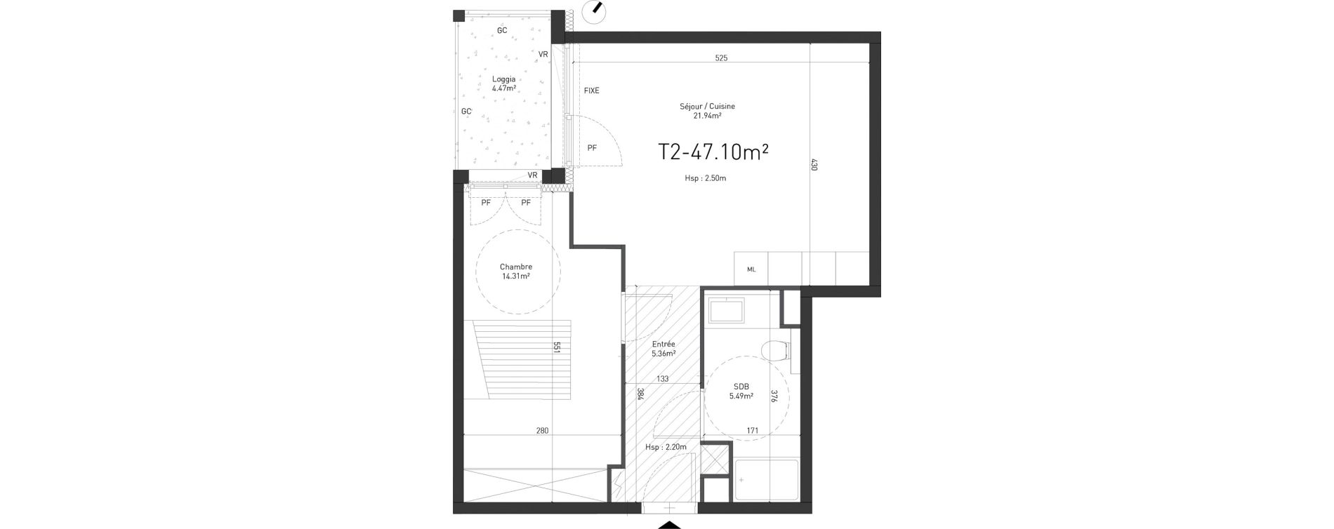 Appartement T2 de 47,10 m2 &agrave; Saint-Saulve Centre