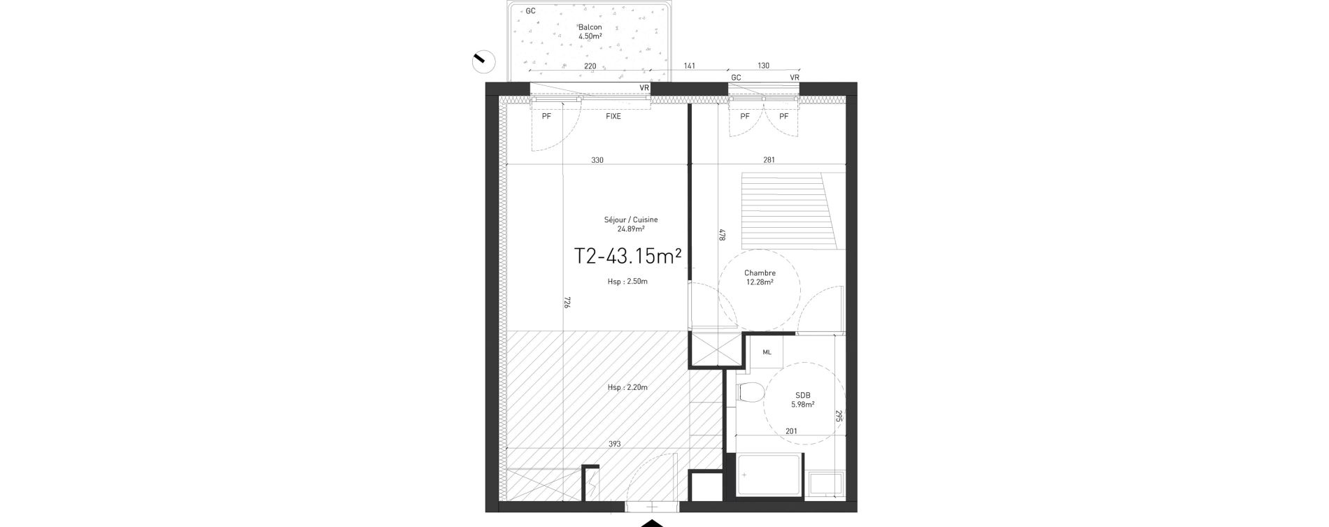 Appartement T2 de 43,15 m2 &agrave; Saint-Saulve Centre