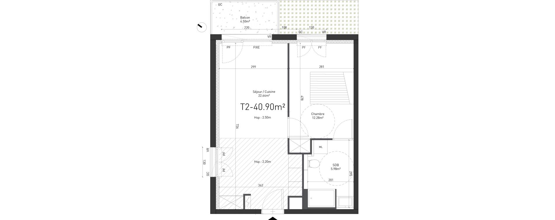 Appartement T2 de 40,90 m2 &agrave; Saint-Saulve Centre