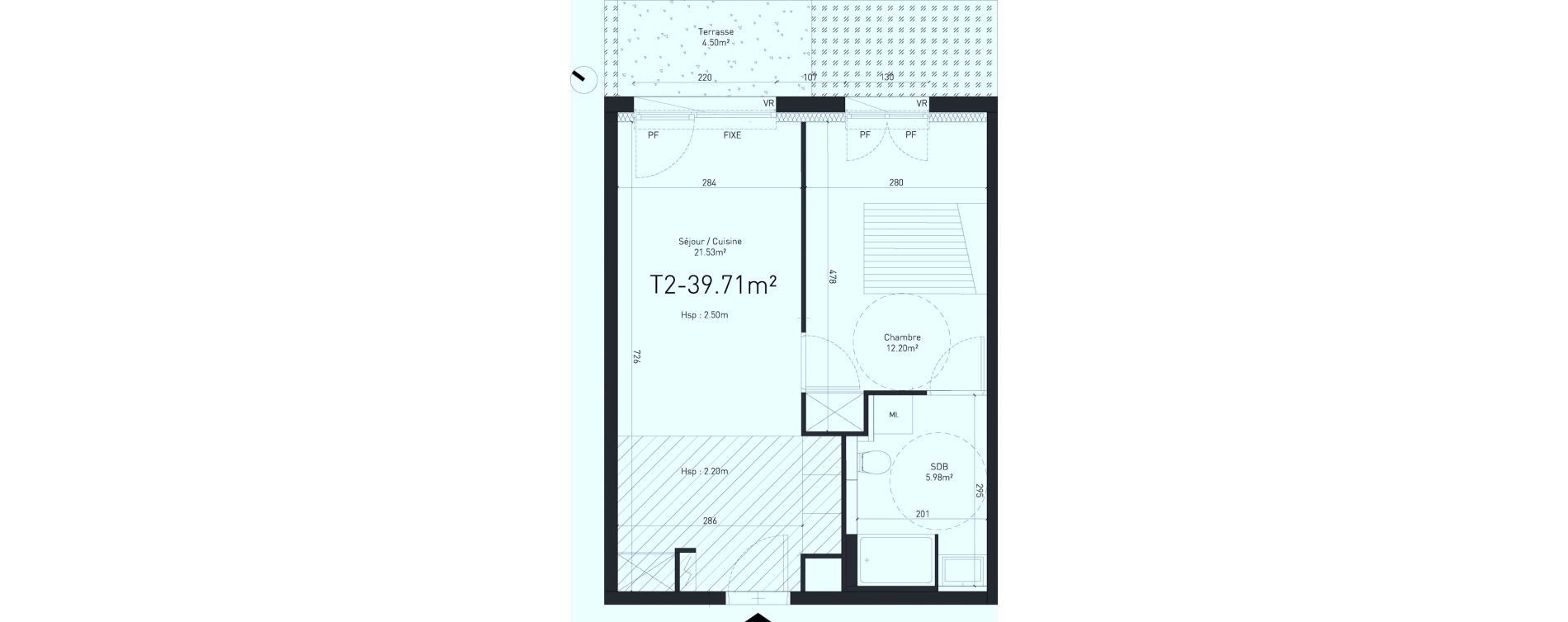 Appartement T2 de 39,71 m2 &agrave; Saint-Saulve Centre