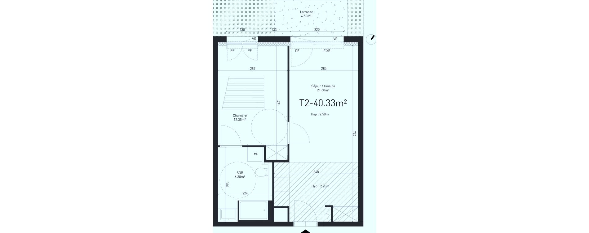Appartement T2 de 40,33 m2 &agrave; Saint-Saulve Centre