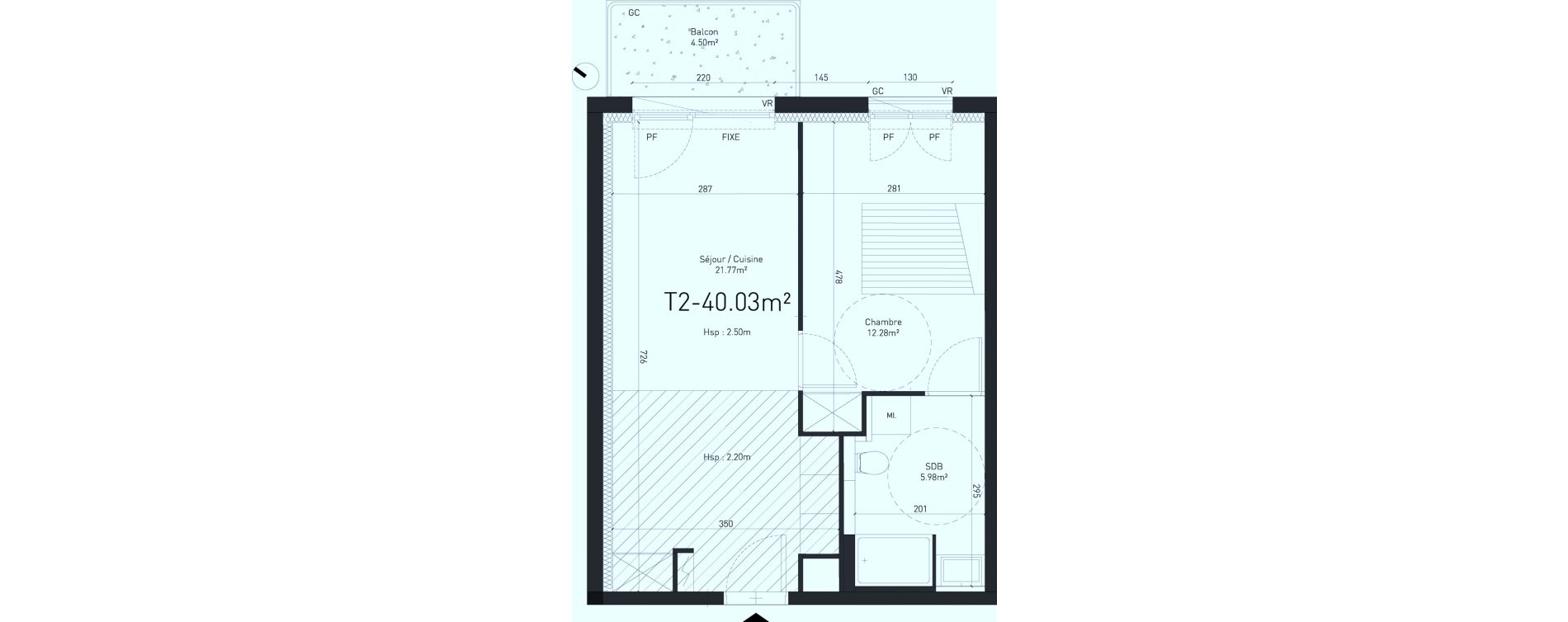 Appartement T2 de 40,03 m2 &agrave; Saint-Saulve Centre