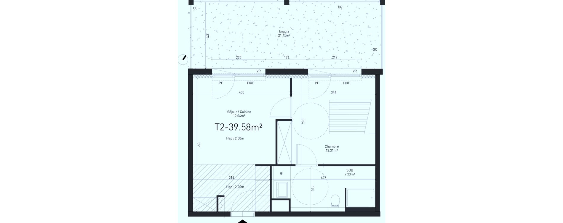 Appartement T2 de 39,58 m2 &agrave; Saint-Saulve Centre