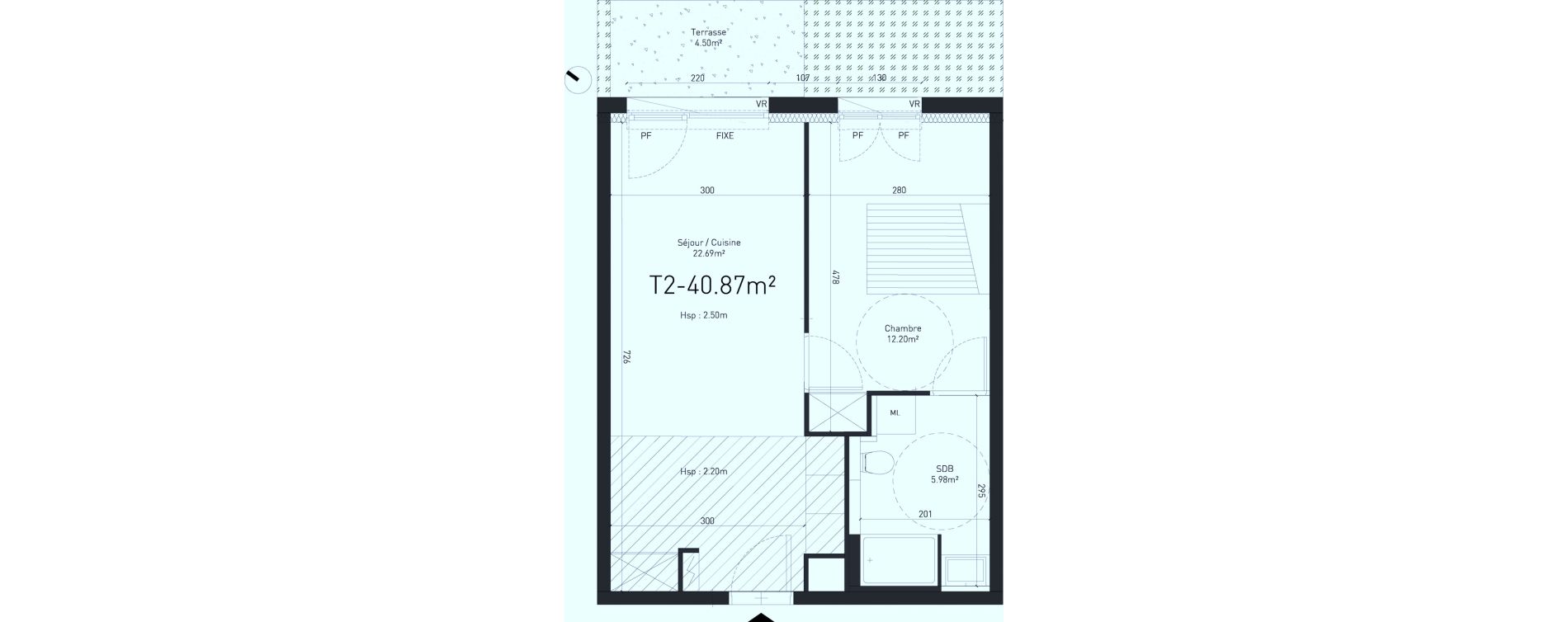 Appartement T2 de 40,87 m2 &agrave; Saint-Saulve Centre