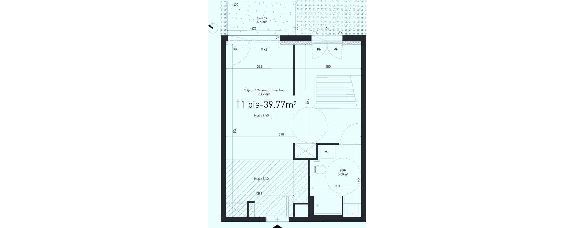 Appartement T1 de 39,77 m2 &agrave; Saint-Saulve Centre