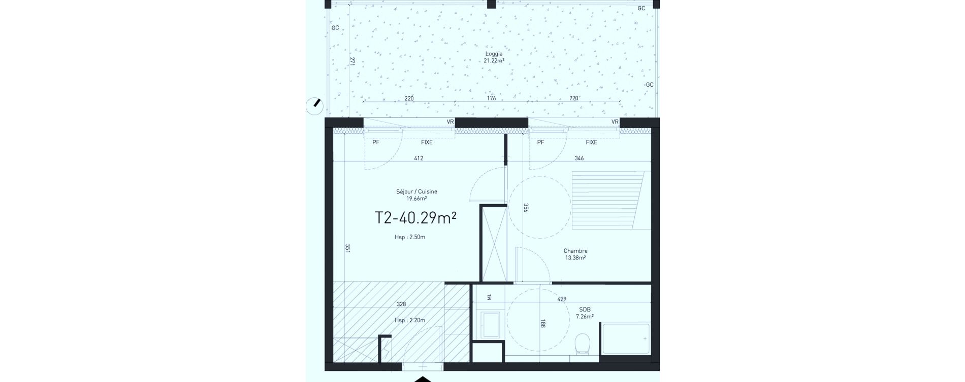 Appartement T2 de 40,29 m2 &agrave; Saint-Saulve Centre