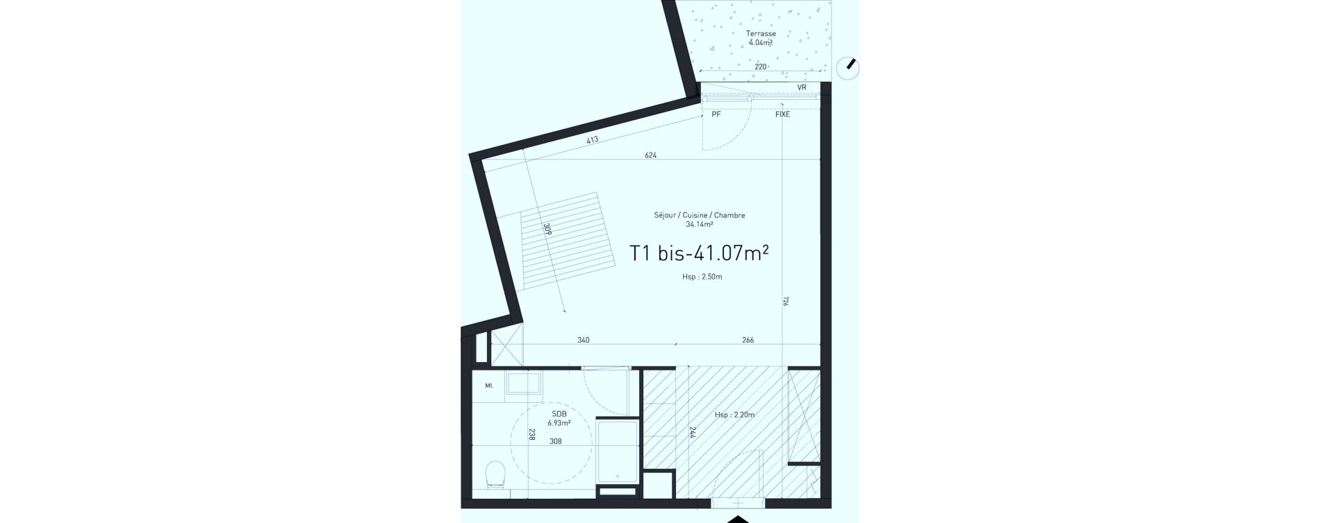 Appartement T1 de 41,07 m2 &agrave; Saint-Saulve Centre
