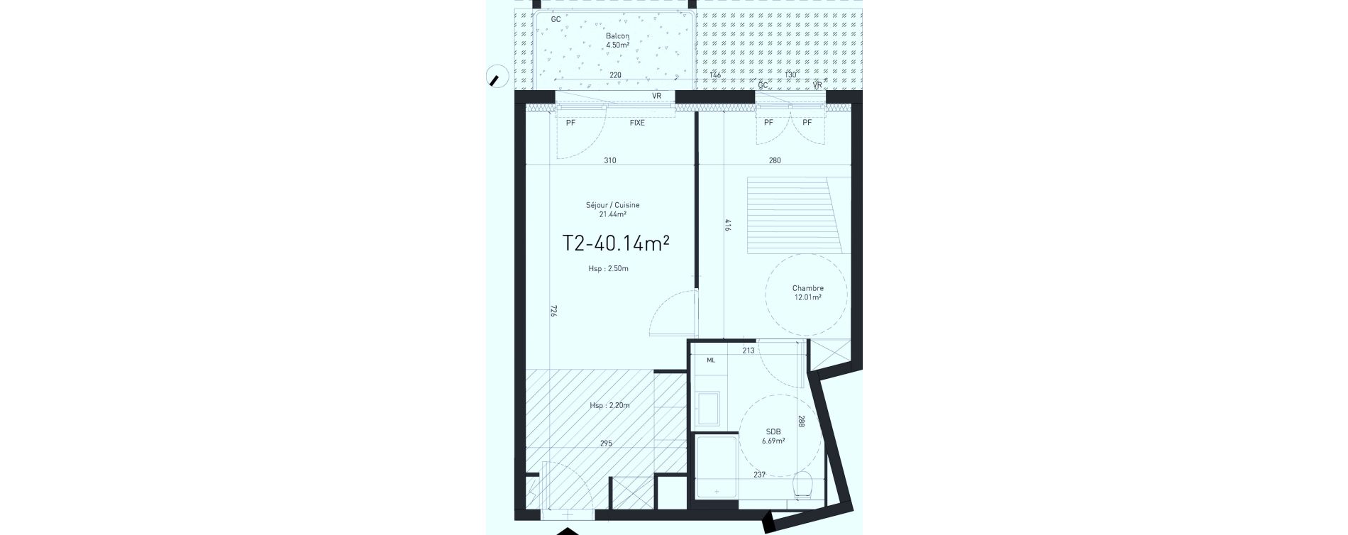Appartement T2 de 40,14 m2 &agrave; Saint-Saulve Centre