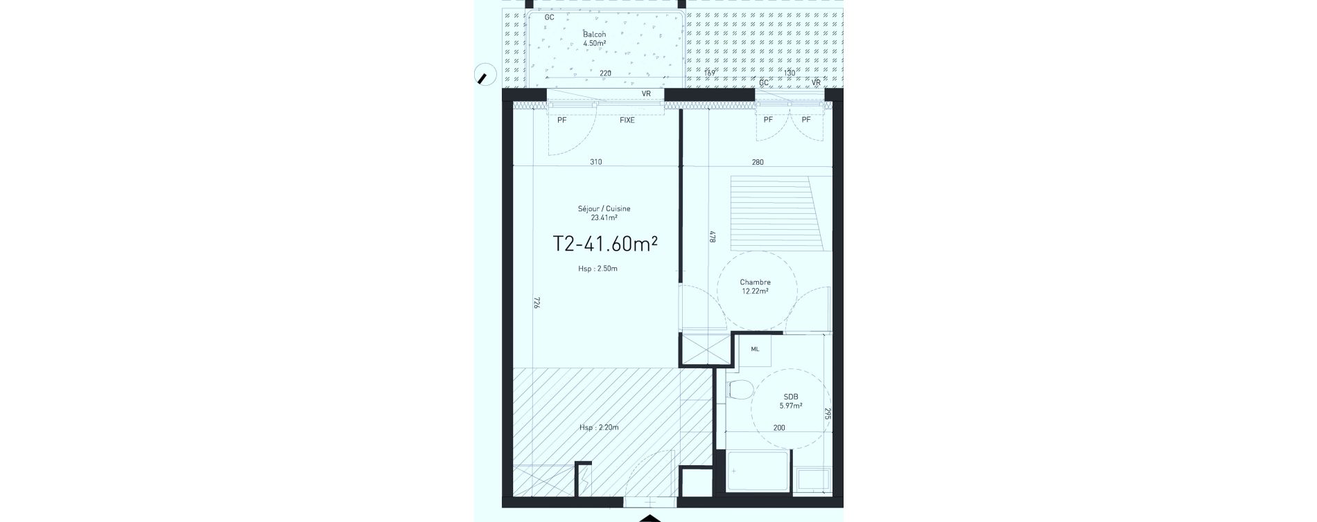 Appartement T2 de 41,60 m2 &agrave; Saint-Saulve Centre