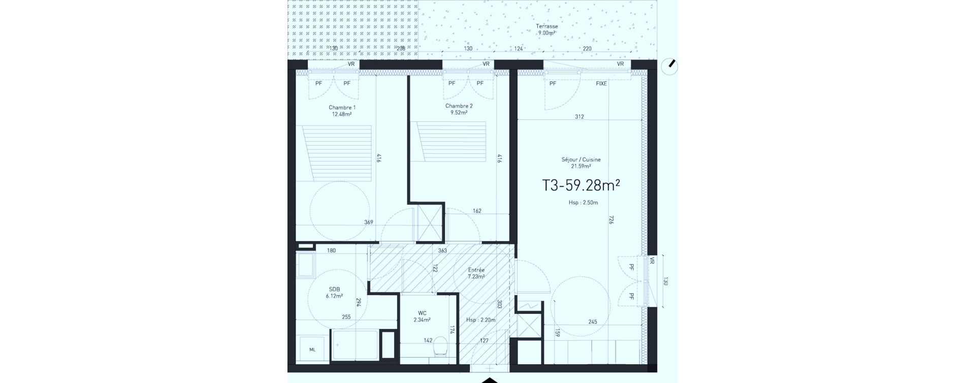 Appartement T3 de 59,28 m2 &agrave; Saint-Saulve Centre