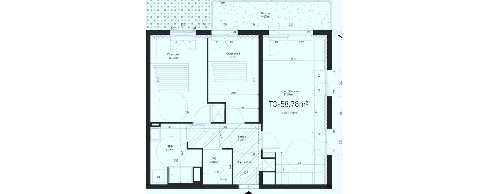 Appartement T3 de 58,78 m2 &agrave; Saint-Saulve Centre