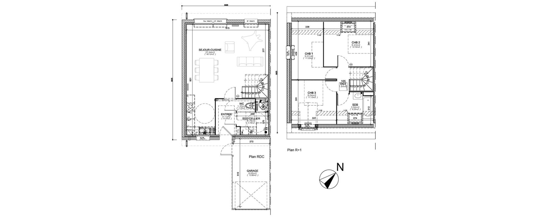 Maison T4 de 80,84 m2 &agrave; Salom&eacute; Centre