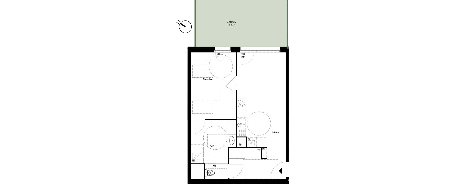 Appartement T2 de 46,10 m2 &agrave; Santes Centre