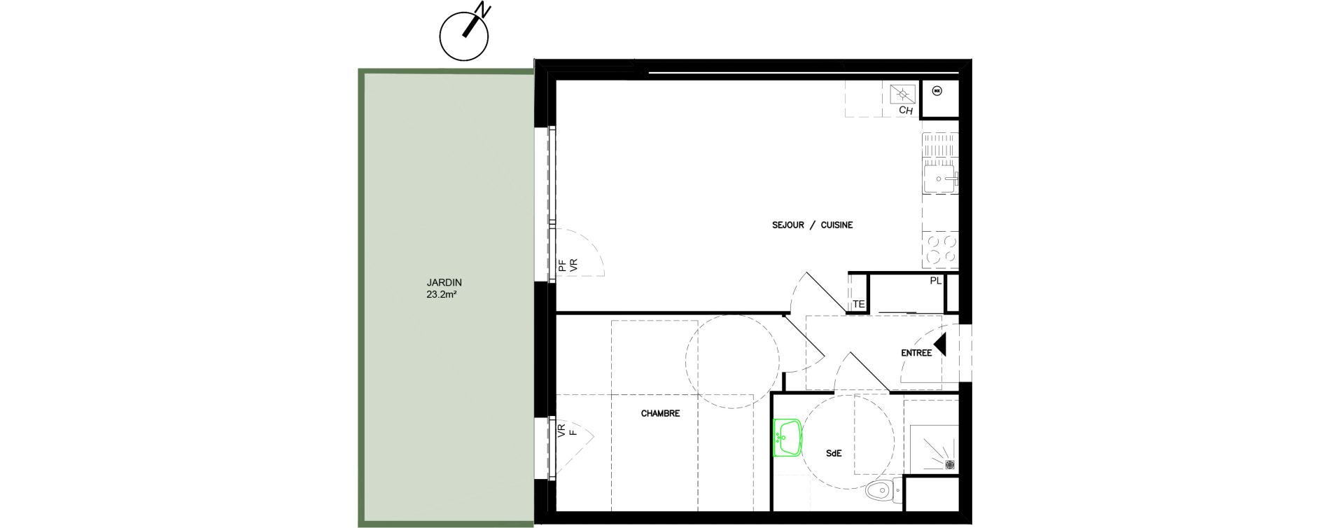 Appartement T2 de 43,80 m2 &agrave; Santes Centre