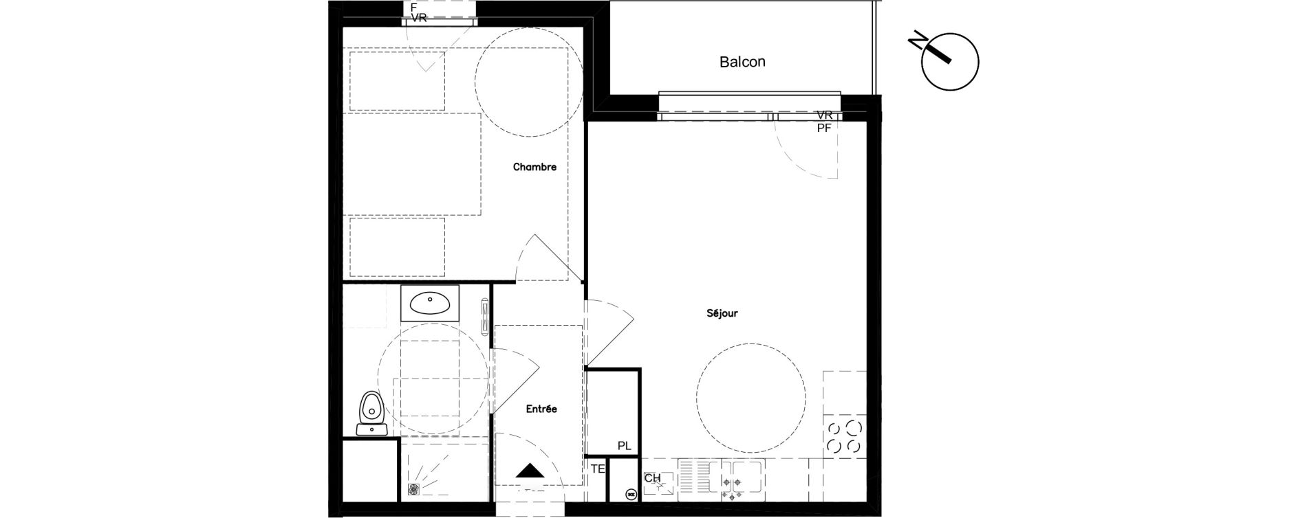 Appartement T2 de 40,30 m2 &agrave; Santes Centre