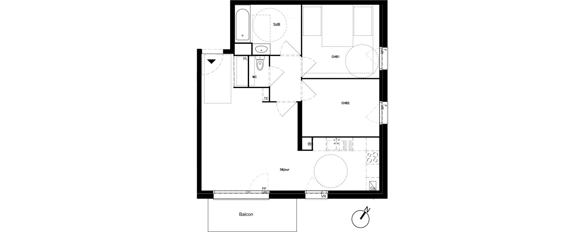 Appartement T3 de 61,90 m2 &agrave; Santes Centre