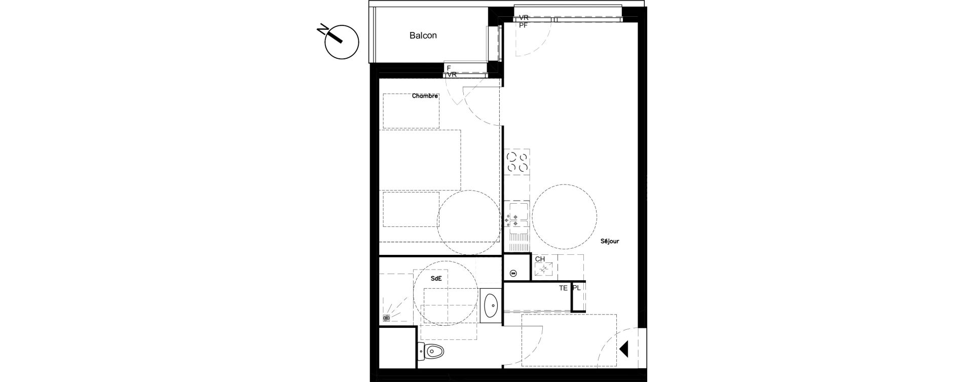 Appartement T2 de 42,50 m2 &agrave; Santes Centre