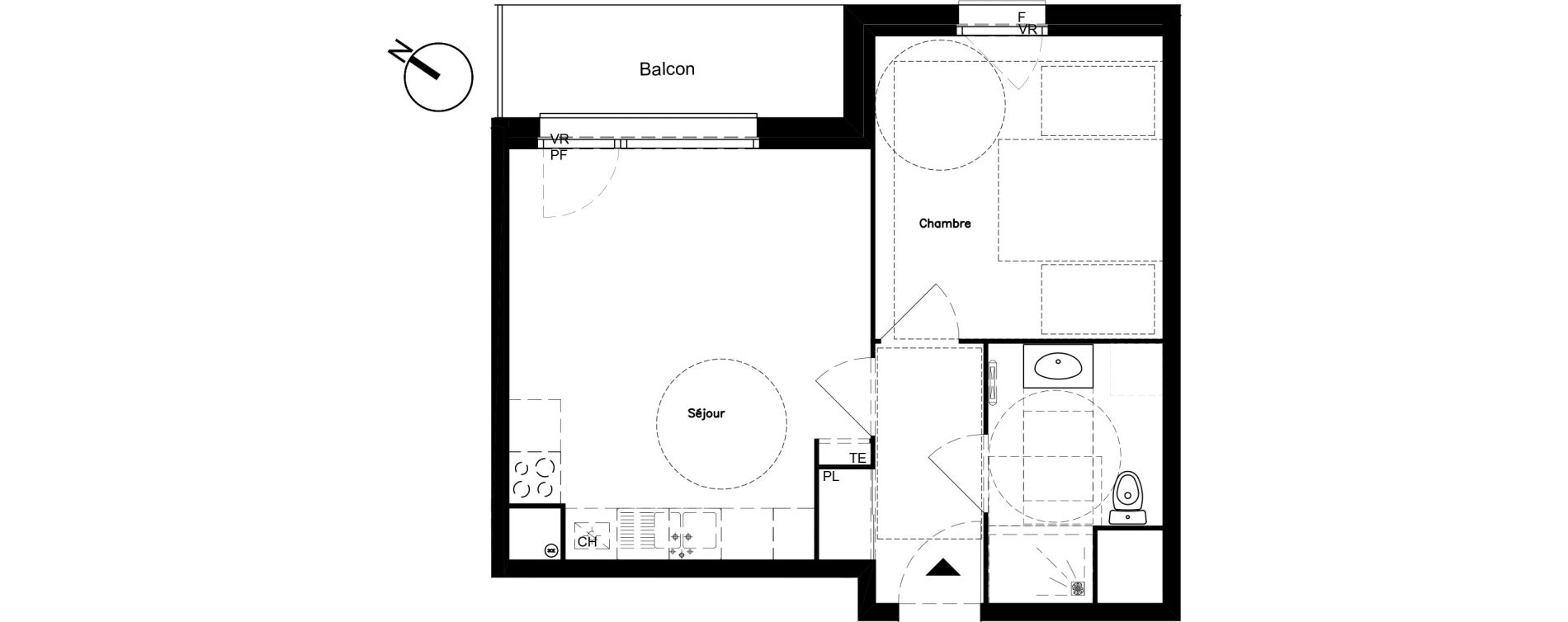 Appartement T2 de 39,80 m2 &agrave; Santes Centre