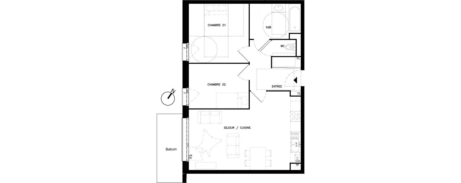 Appartement T3 de 61,30 m2 &agrave; Santes Centre