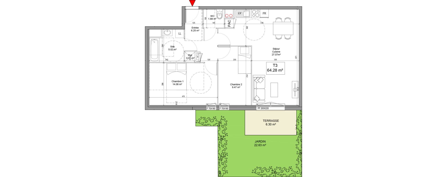 Appartement T3 de 64,28 m2 &agrave; Seclin Centre 1