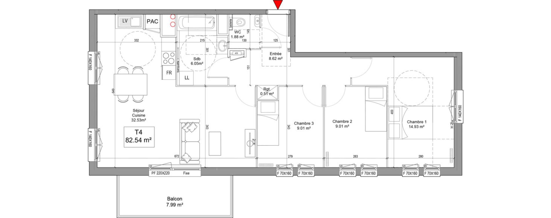 Appartement T4 de 82,54 m2 &agrave; Seclin Centre 1