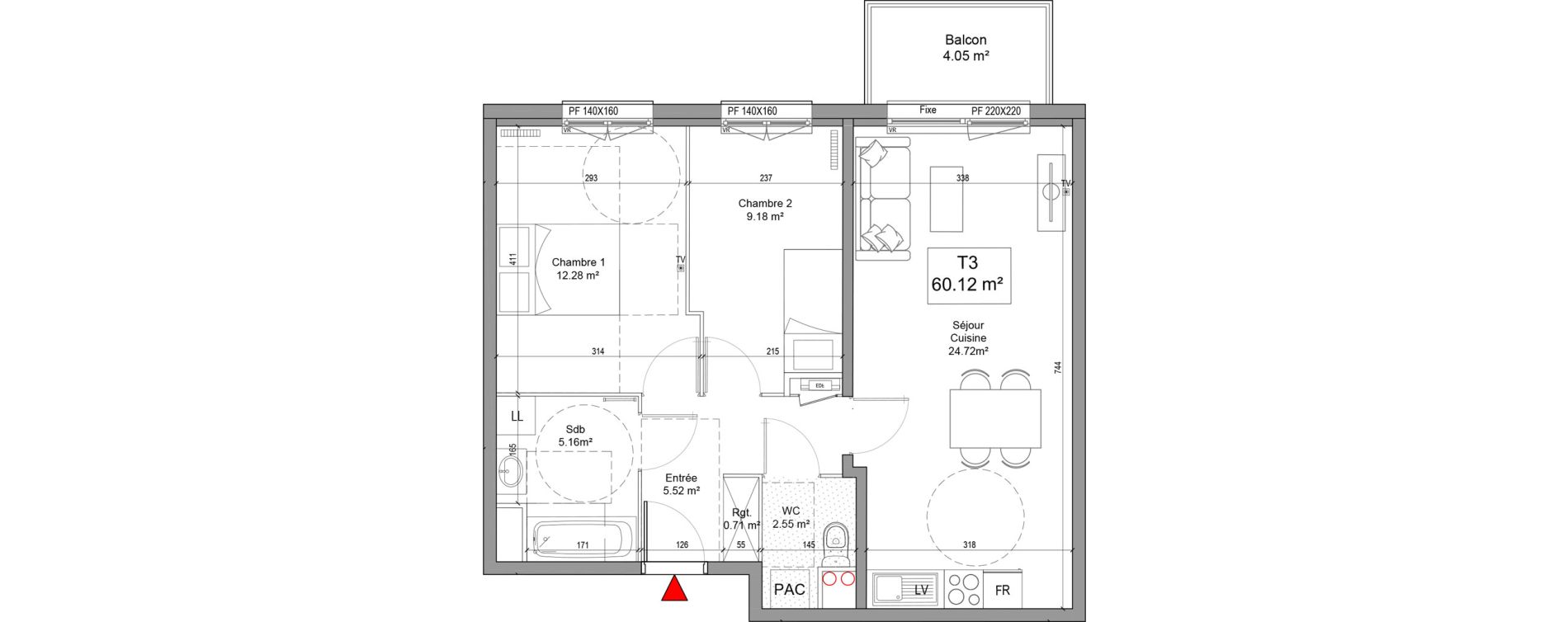 Appartement T3 de 60,12 m2 &agrave; Seclin Centre 1