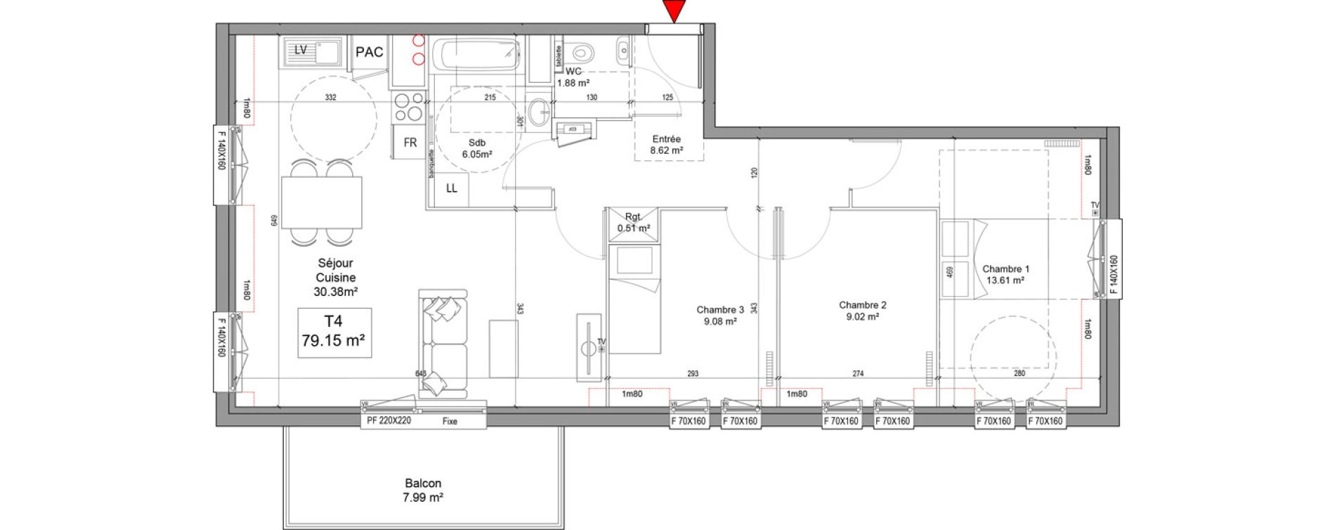 Appartement T4 de 79,15 m2 &agrave; Seclin Centre 1