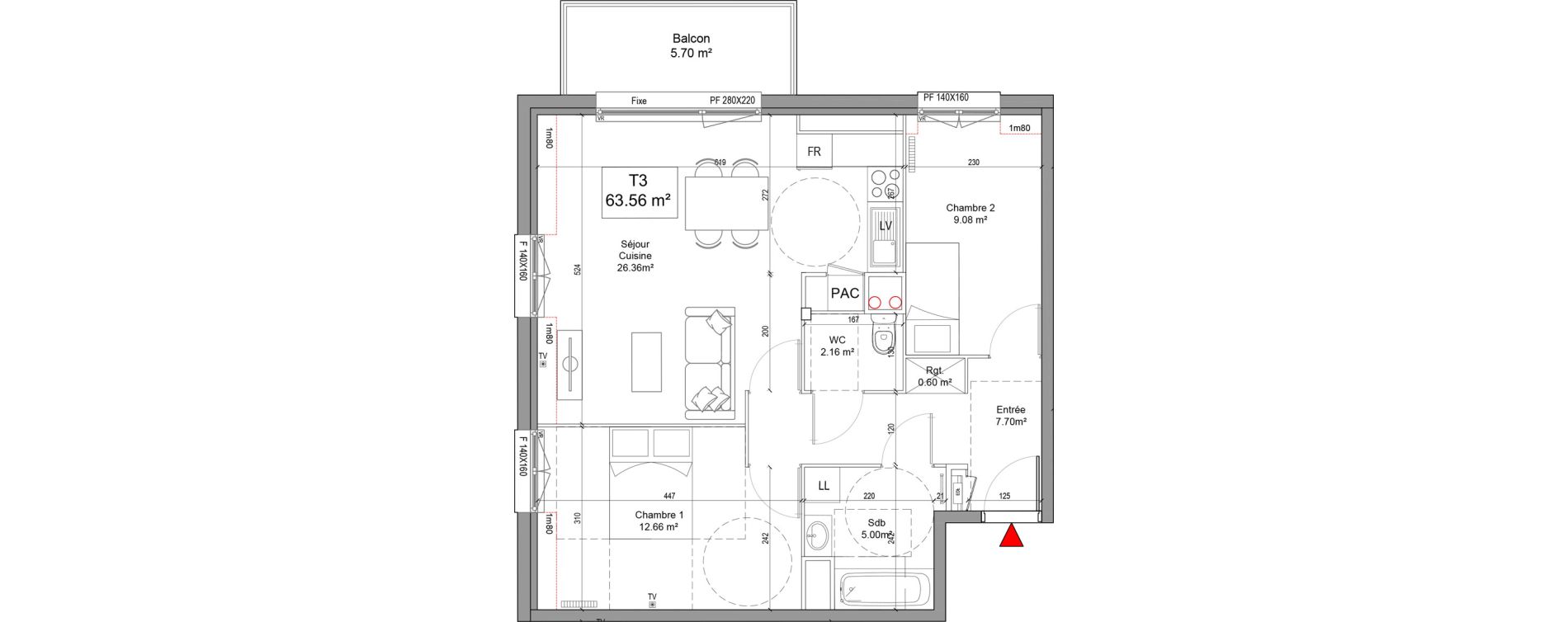 Appartement T3 de 63,56 m2 &agrave; Seclin Centre 1