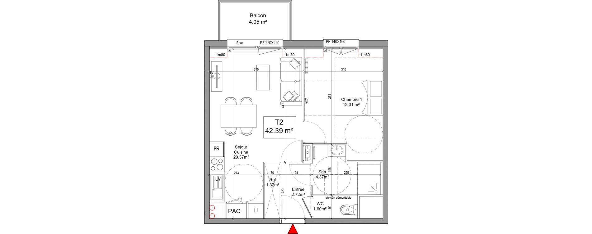 Appartement T2 de 42,39 m2 &agrave; Seclin Centre 1
