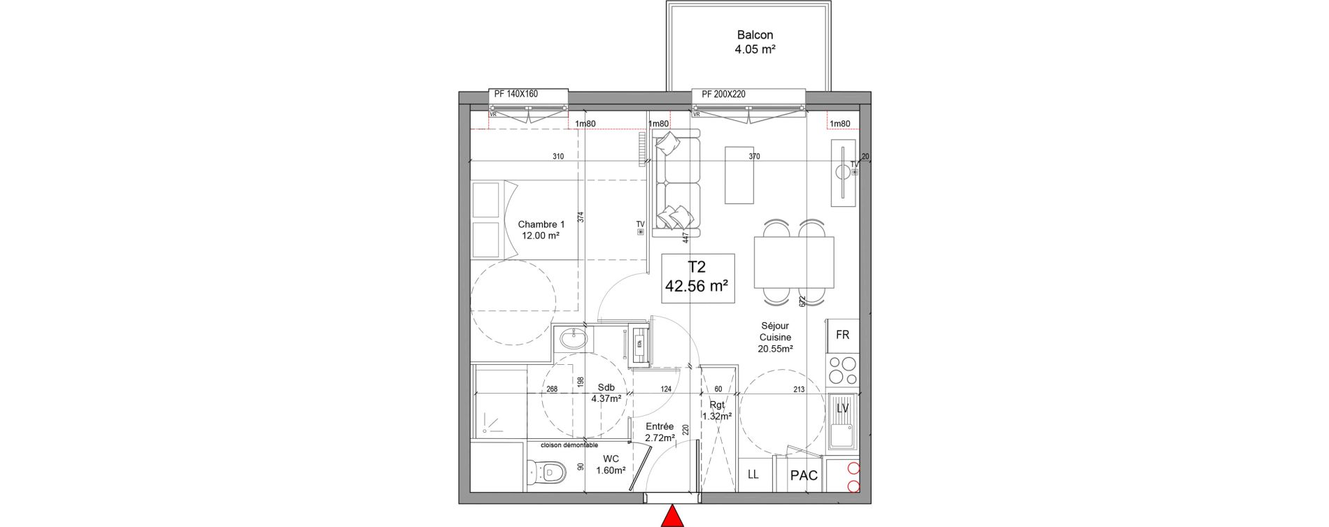 Appartement T2 de 42,56 m2 &agrave; Seclin Centre 1