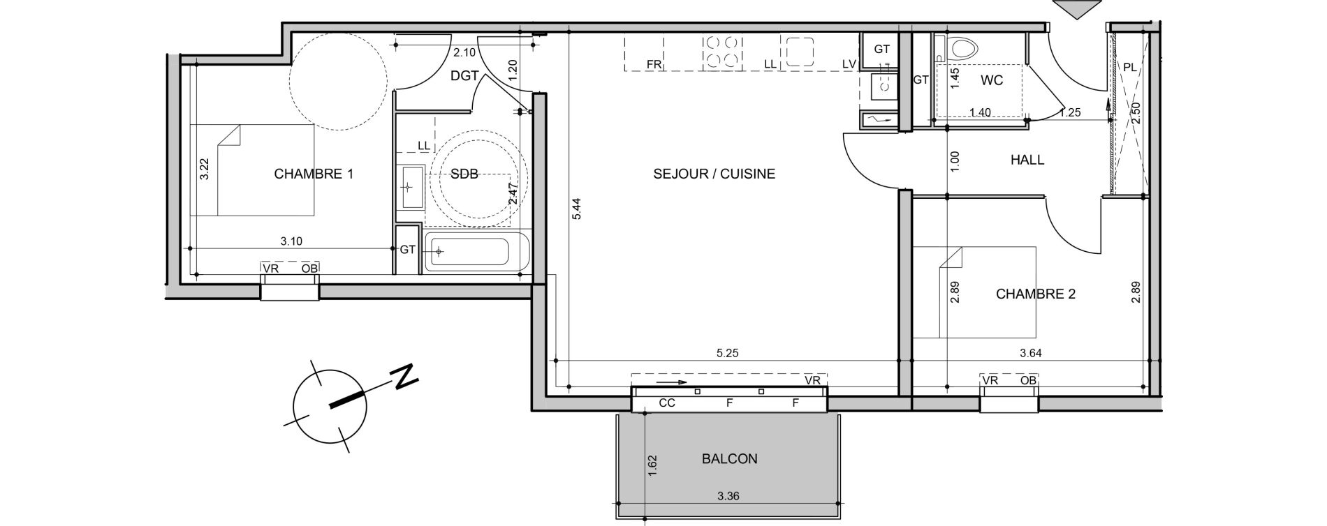 Appartement T3 de 65,68 m2 &agrave; Seclin Centre