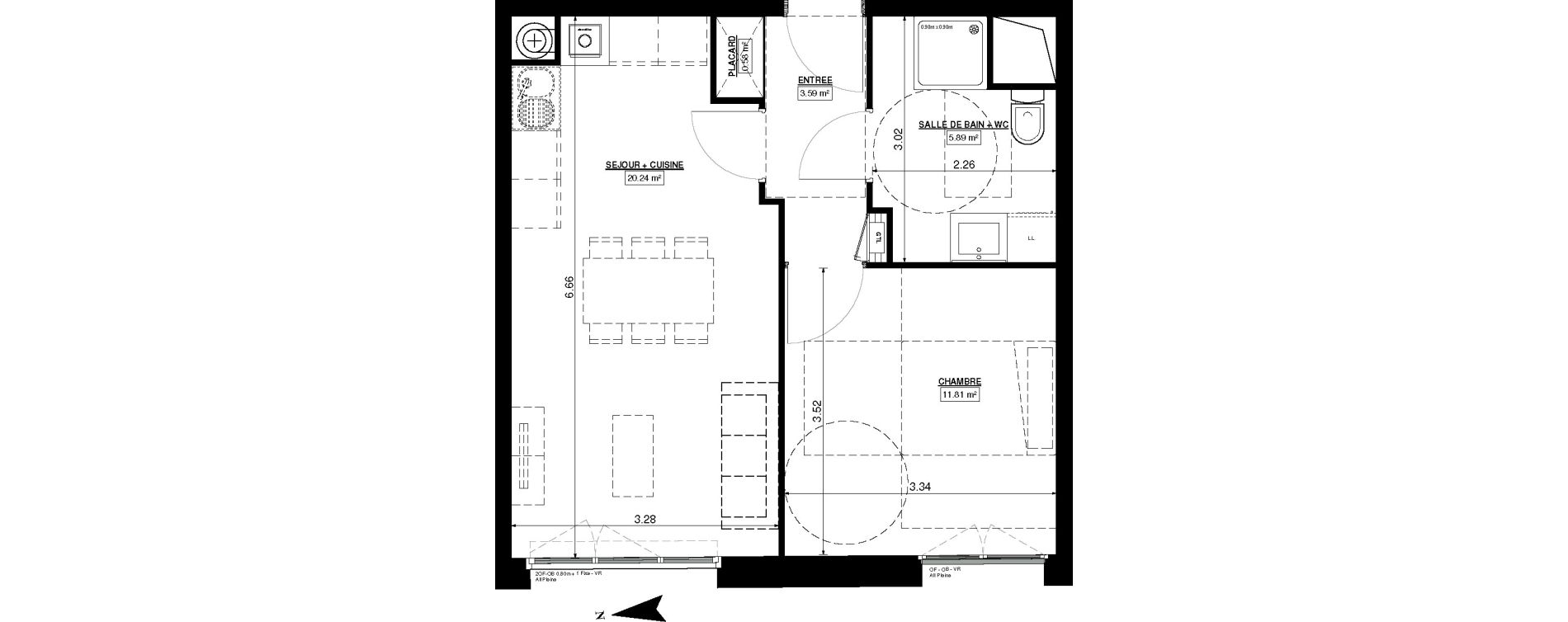 Appartement T2 de 42,11 m2 &agrave; Seclin Centre