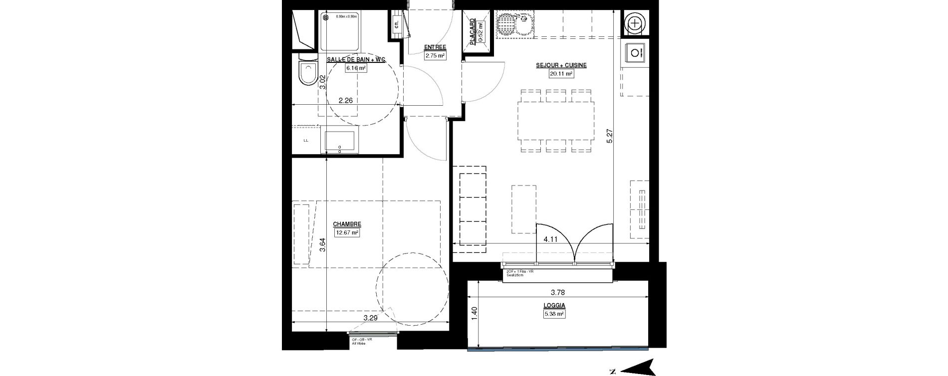 Appartement T2 de 42,21 m2 &agrave; Seclin Centre