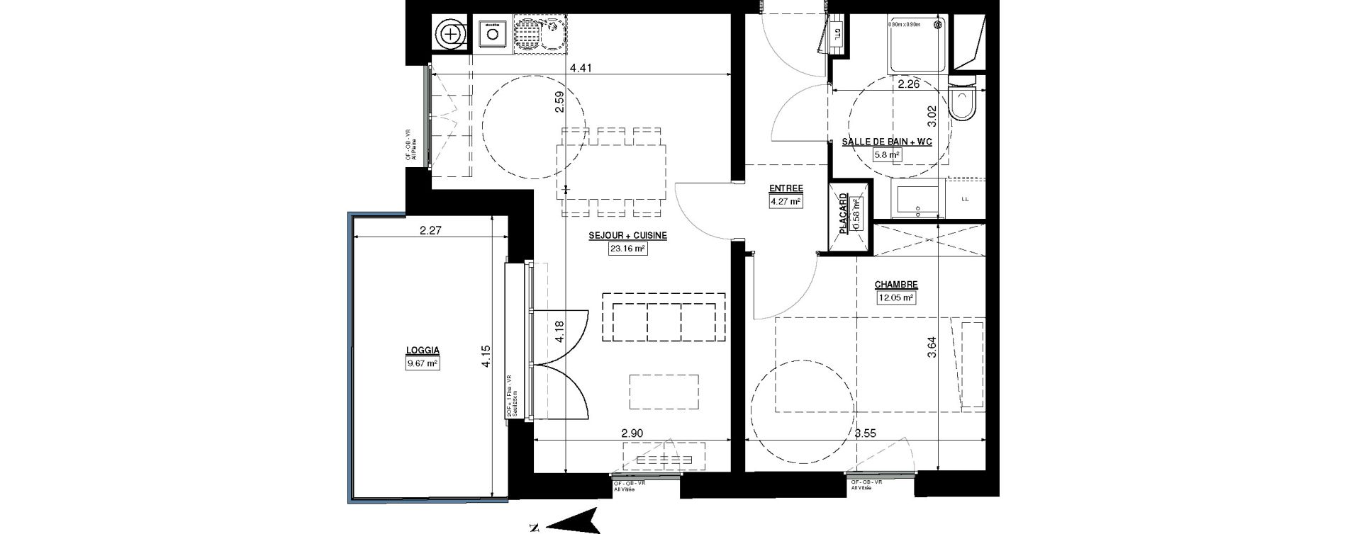 Appartement T2 de 45,86 m2 &agrave; Seclin Centre
