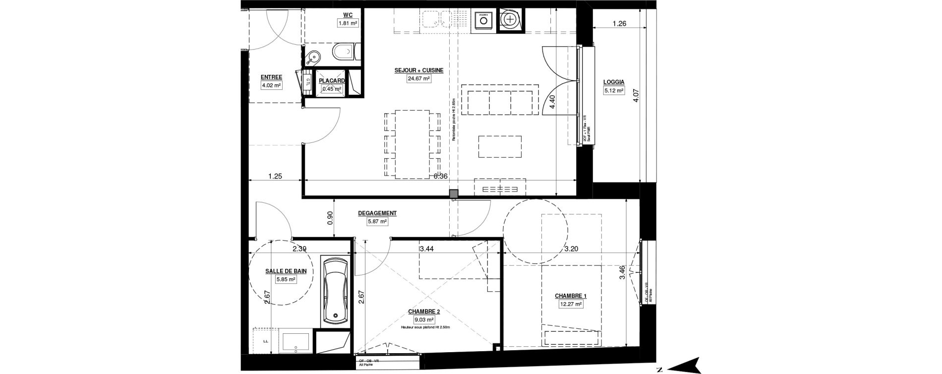 Appartement T3 de 64,09 m2 &agrave; Seclin Centre
