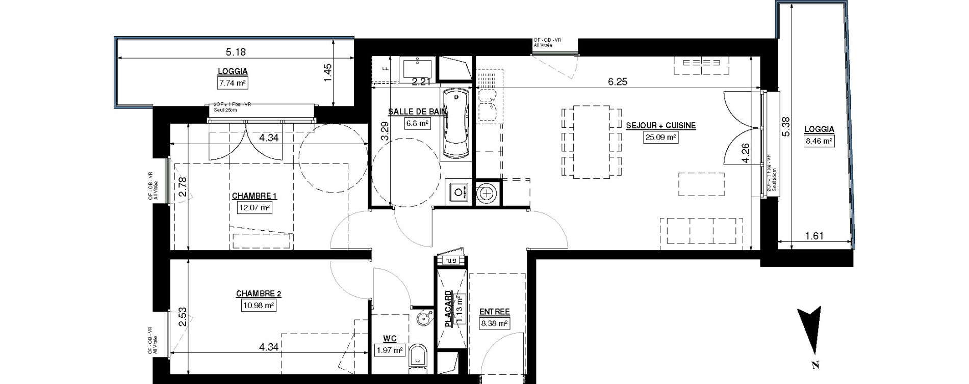 Appartement T3 de 66,42 m2 &agrave; Seclin Centre