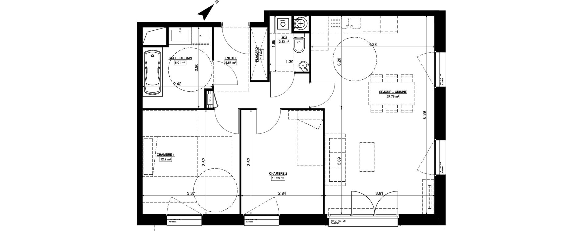 Appartement T3 de 65,55 m2 &agrave; Seclin Centre