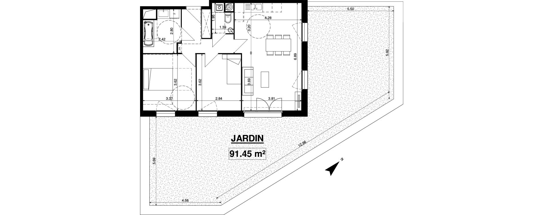 Appartement T3 de 65,55 m2 &agrave; Seclin Centre
