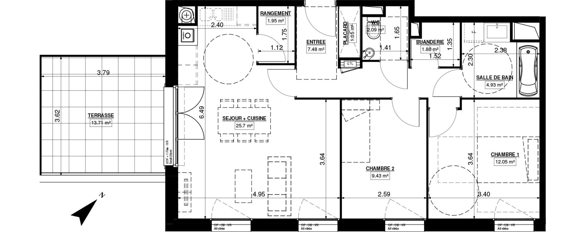 Appartement T3 de 66,04 m2 &agrave; Seclin Centre