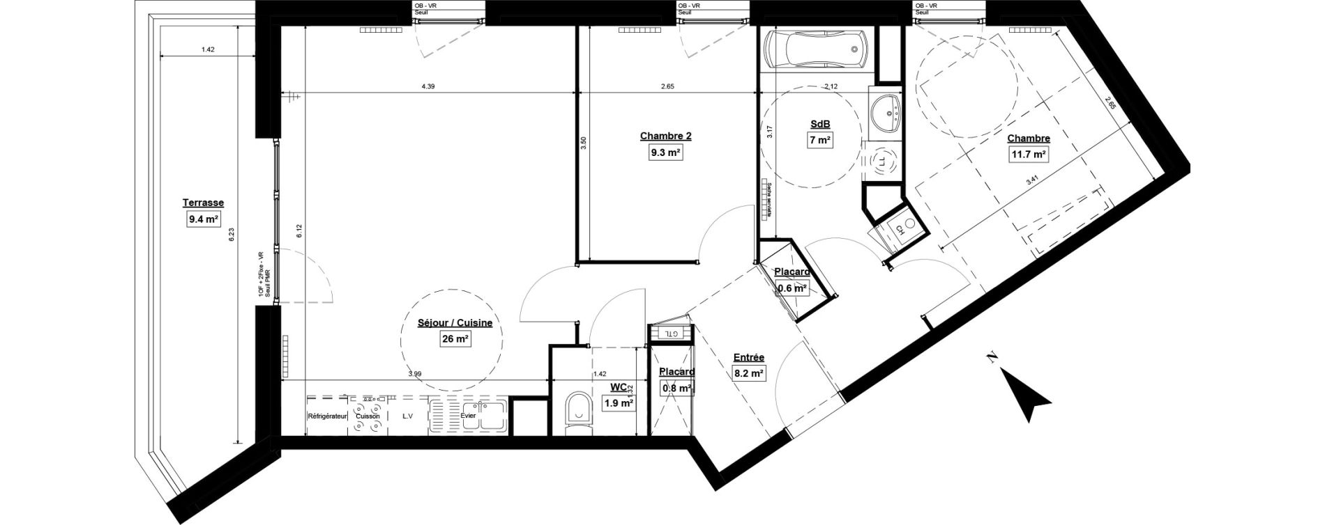 Appartement T3 de 65,50 m2 &agrave; Seclin Burgault mouchonni&egrave;re
