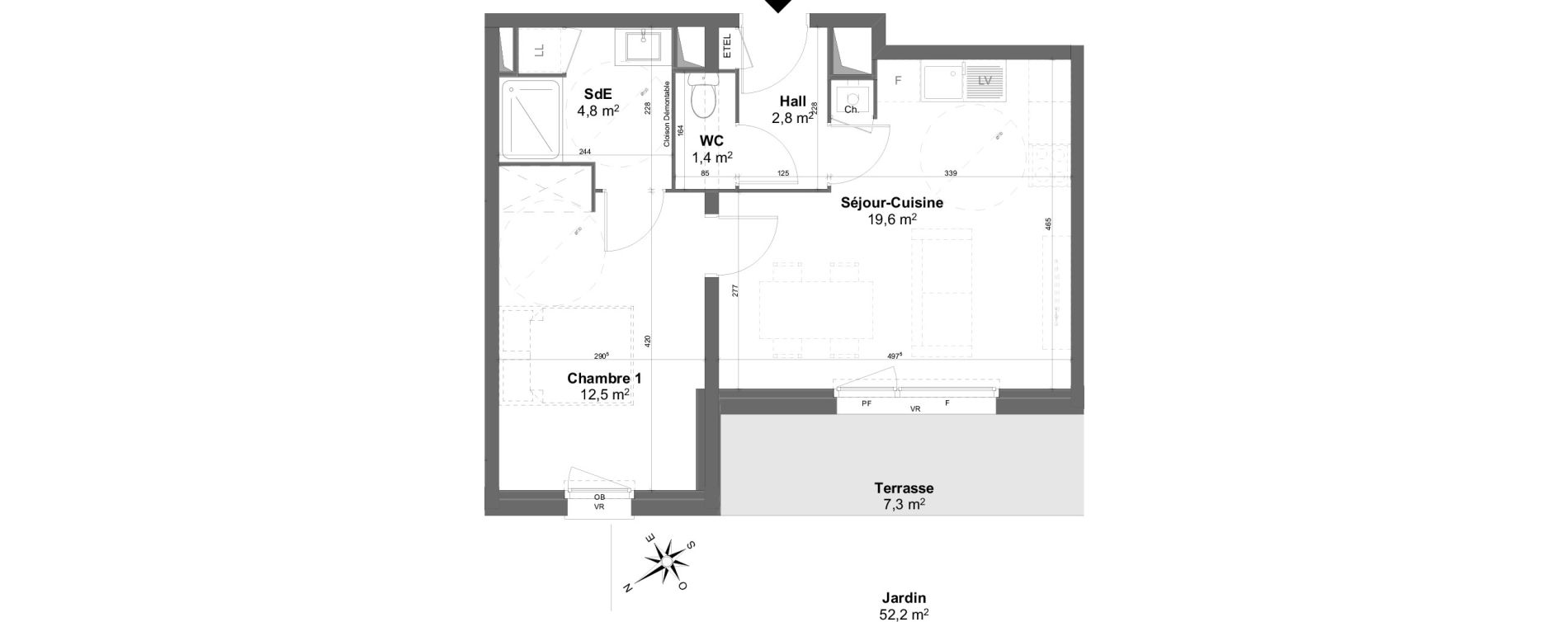 Appartement T2 de 41,17 m2 &agrave; Templeuve Centre