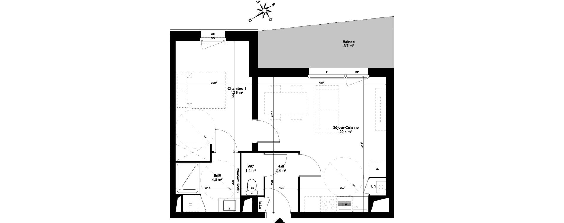 Appartement T2 de 41,99 m2 &agrave; Templeuve Centre