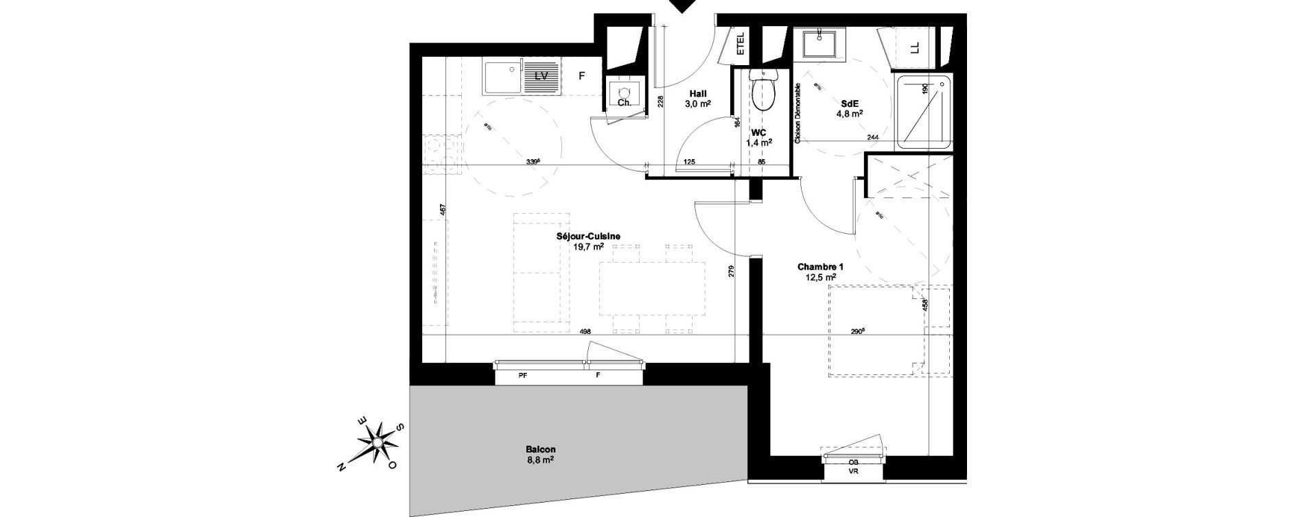 Appartement T2 de 41,41 m2 &agrave; Templeuve Centre