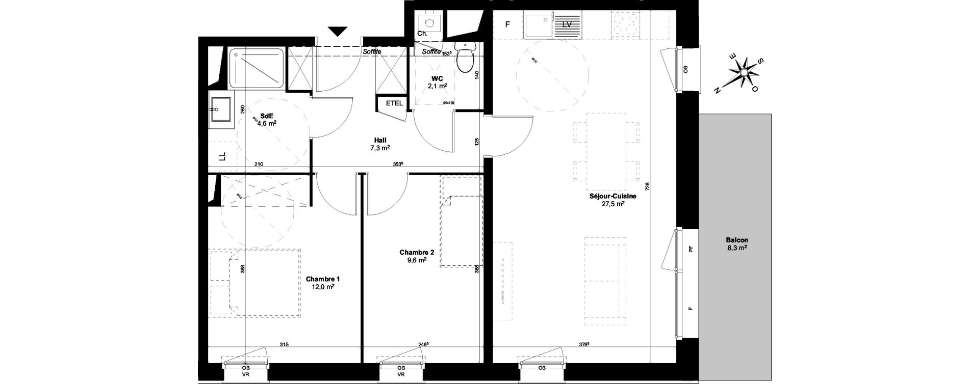 Appartement T3 de 63,23 m2 &agrave; Templeuve Centre