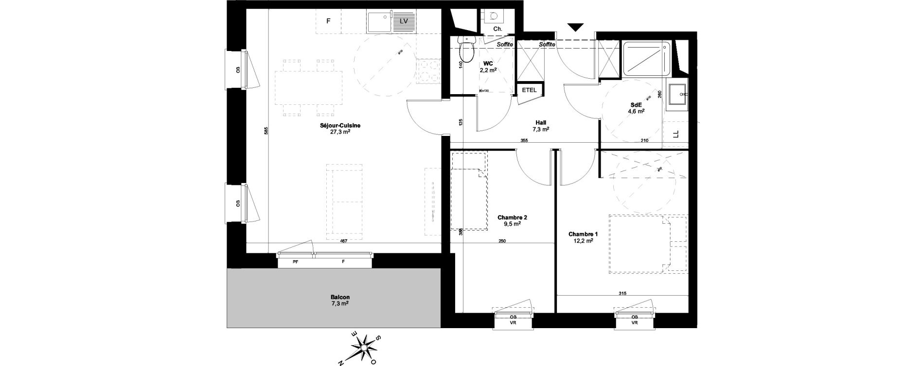 Appartement T3 de 63,12 m2 &agrave; Templeuve Centre