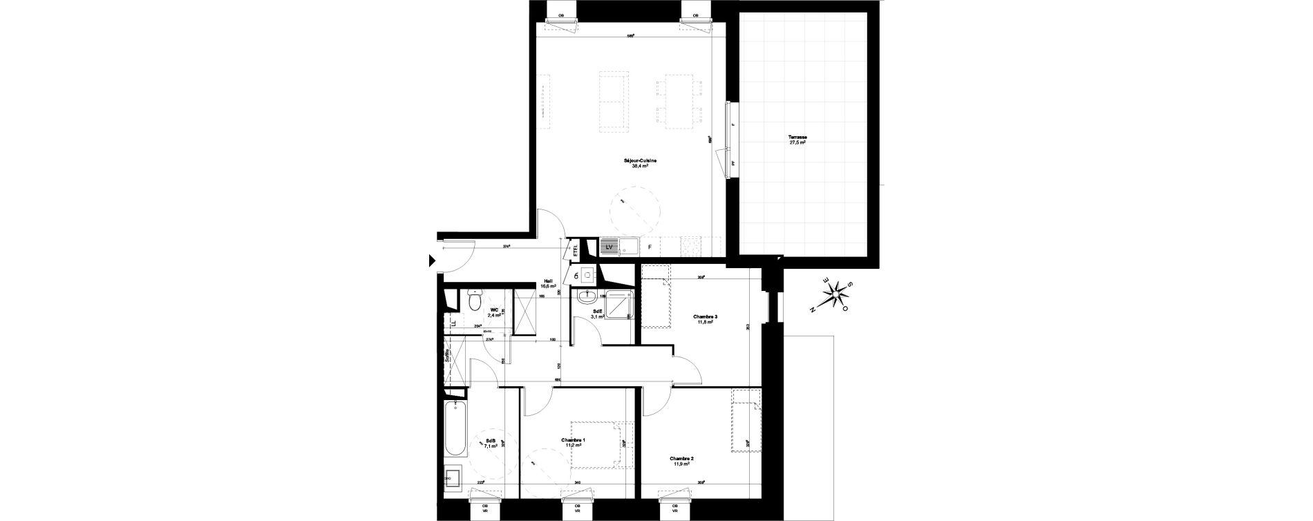 Appartement T4 de 102,55 m2 &agrave; Templeuve Centre