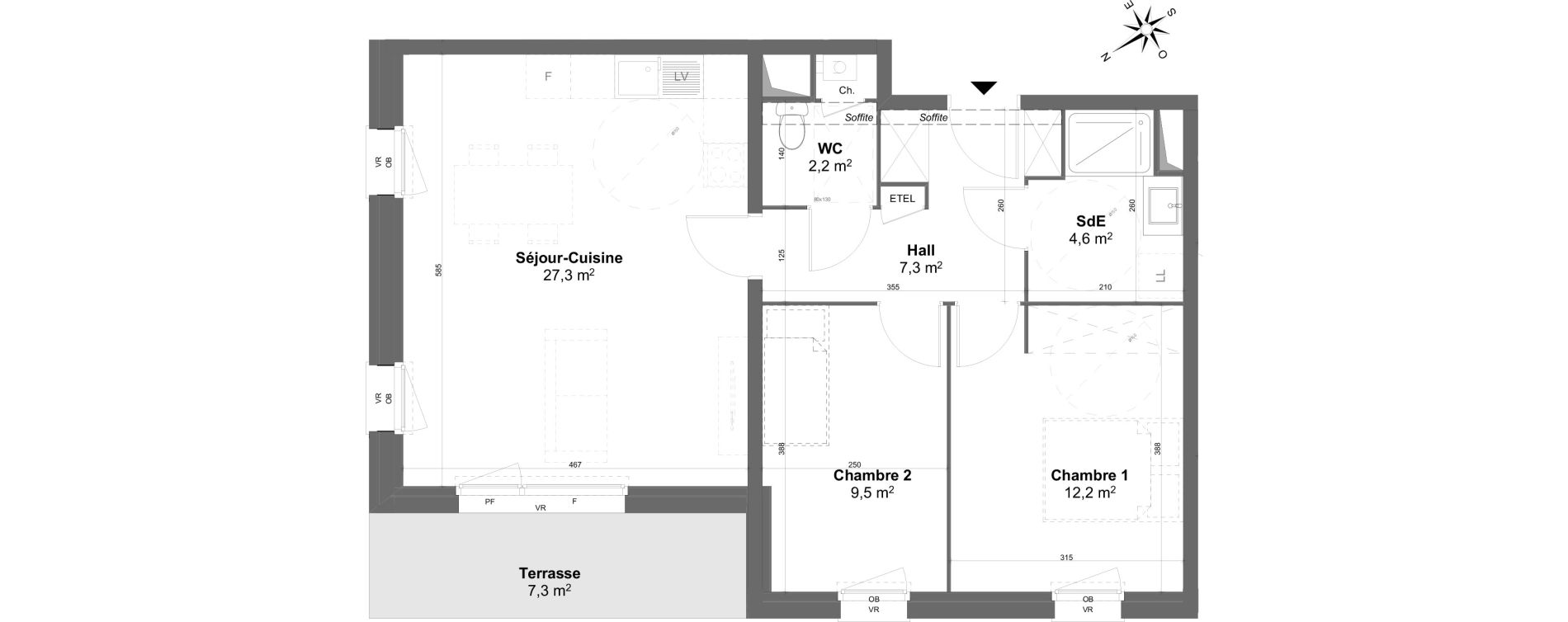 Appartement T3 de 63,11 m2 &agrave; Templeuve Centre