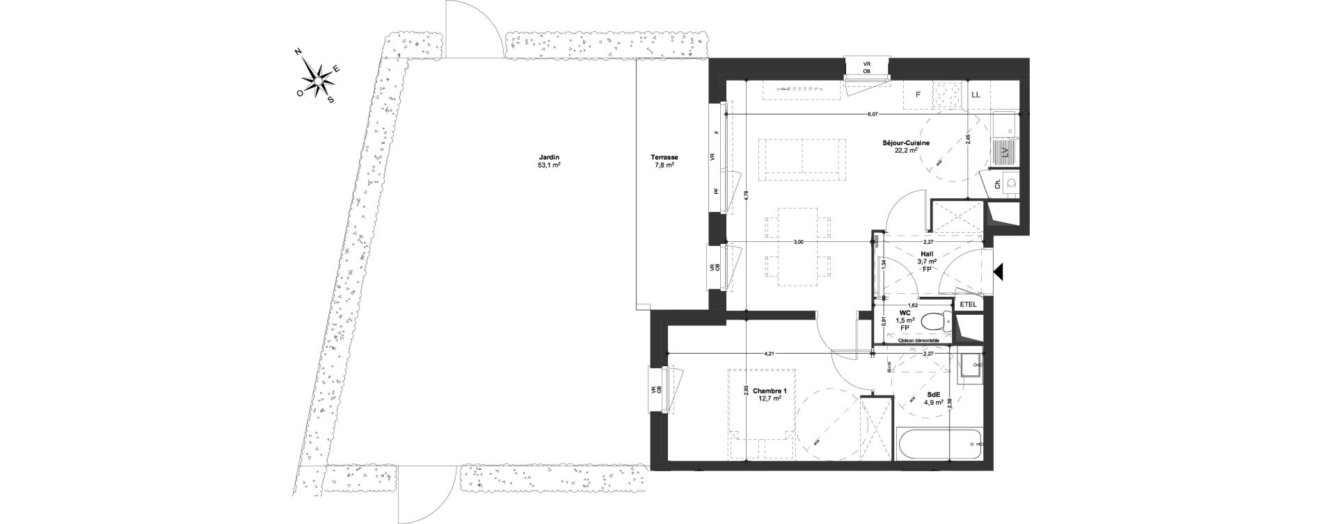 Appartement T2 de 45,00 m2 &agrave; Templeuve Centre