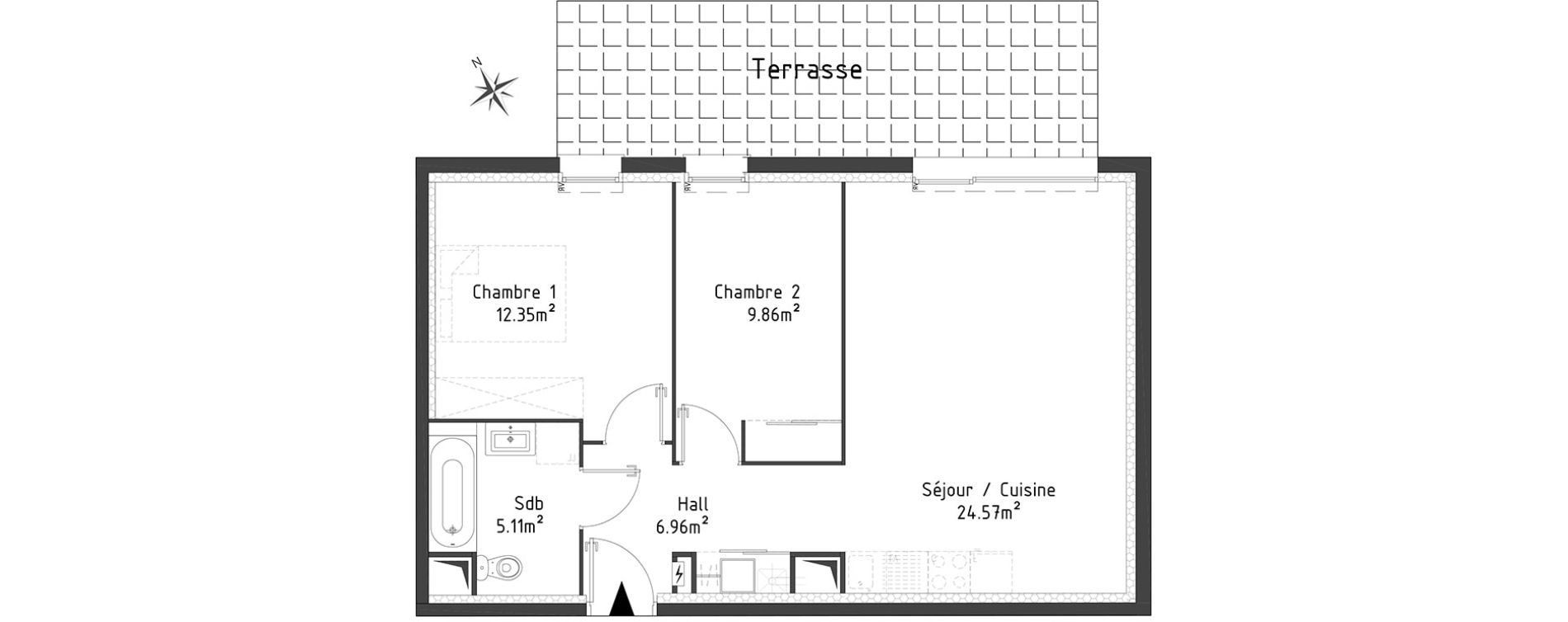 Appartement T3 de 58,85 m2 &agrave; Templeuve Centre